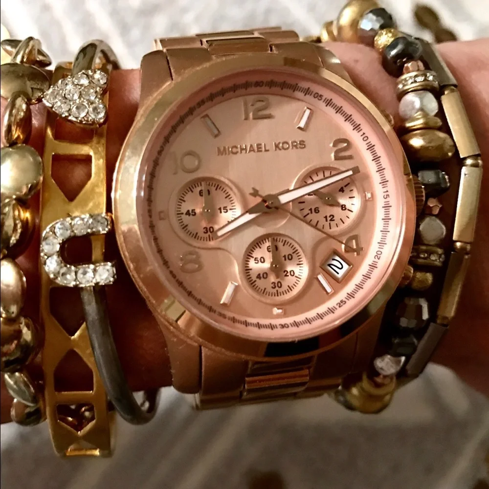 Michael Kors Rose Gold Stainless Steel Chronograph Watch